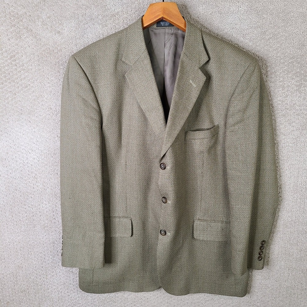 Vintage Stafford Jacket Mens 44R Brown Tweed Blazer Silk Wool Blend 3 Button